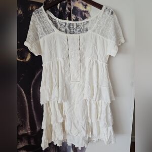 FREE PEOPLE Women's Short Sleeve Lace Scoop Neckline‎ Sunbeams Mini Dress XS